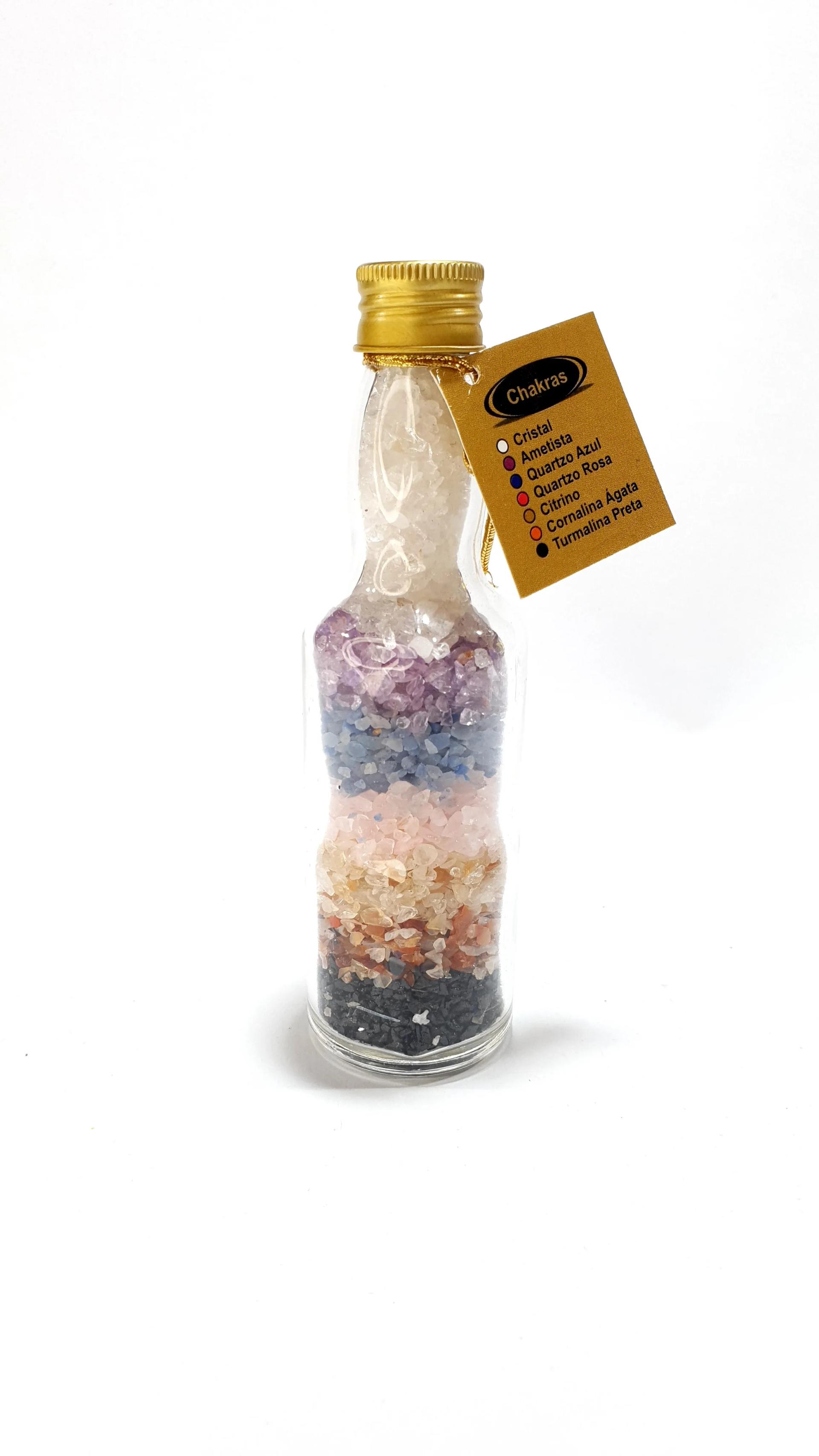 Garrafa de Chakras com Tampa e 7 Pedras Naturais